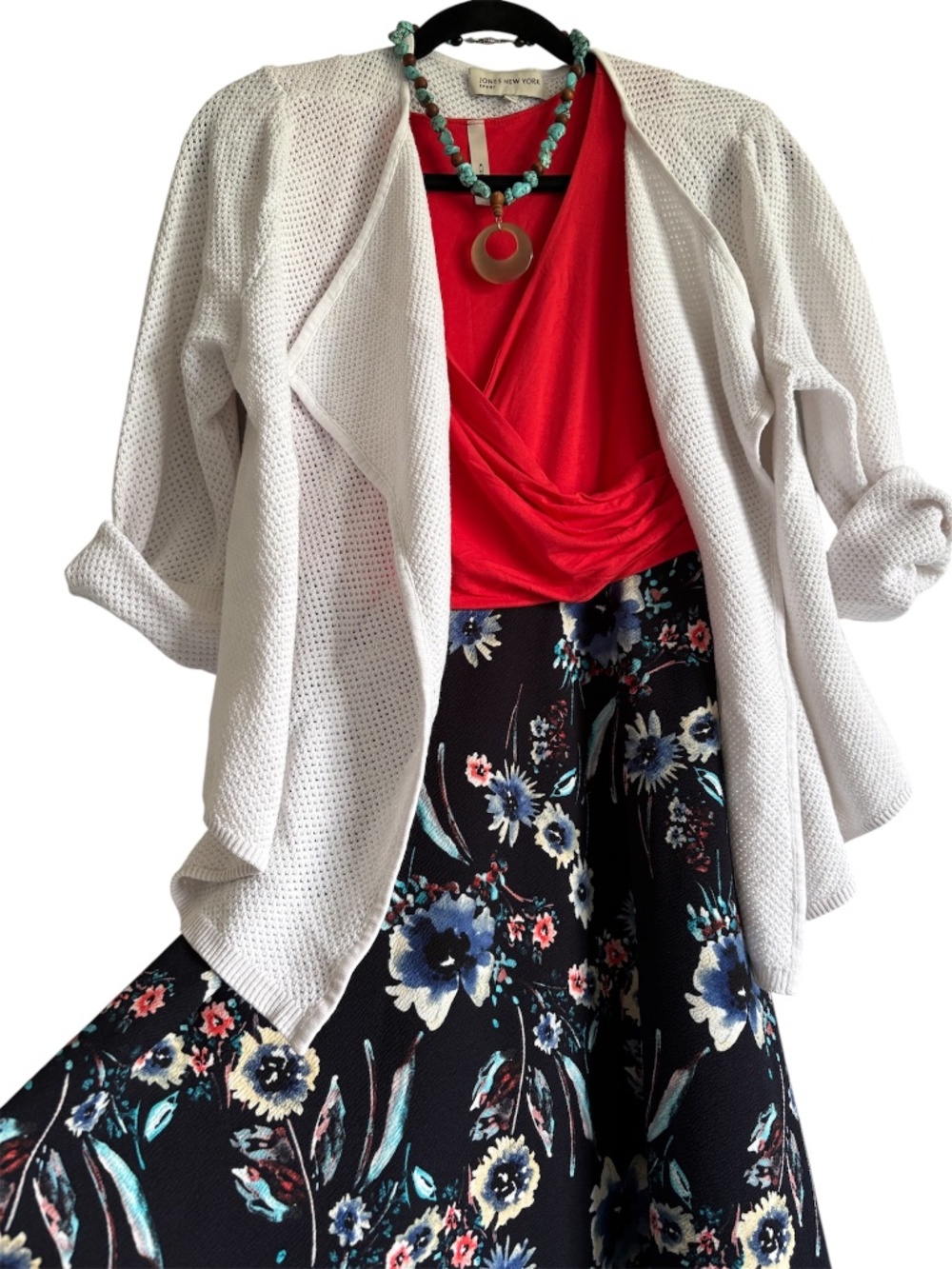 Floral and Coral Faux Wrap dress